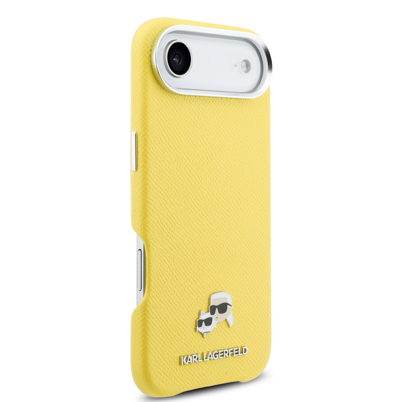 Karl Lagerfeld PU Karl and Choupette Heads Pins MagSafe Zadní Kryt pro iPhone Air Yellow