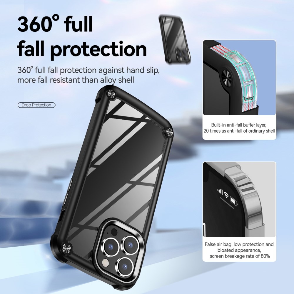 Gelový obal s pevnými zády na iPhone 15 Pro Max - černý