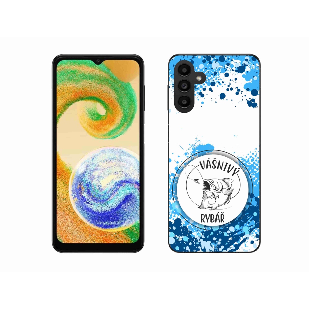 Gelový kryt mmCase na Samsung Galaxy A04s (164.7x76.7x9.1mm) - vášnivý rybář bílé pozadí