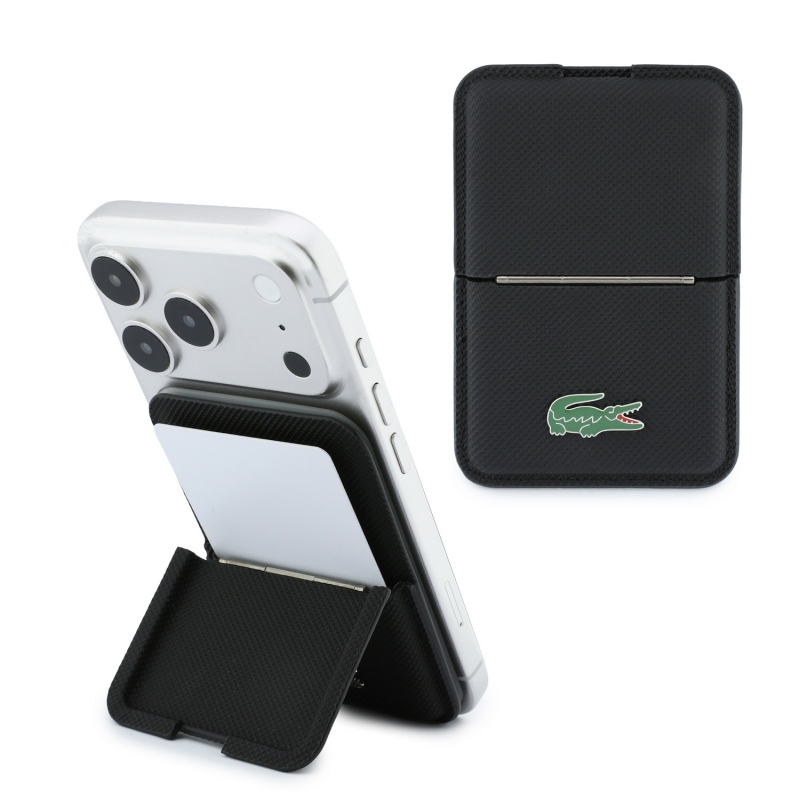 Lacoste PVC Iconic Petit Pique MagSafe Peněženka se Stojánkem Black