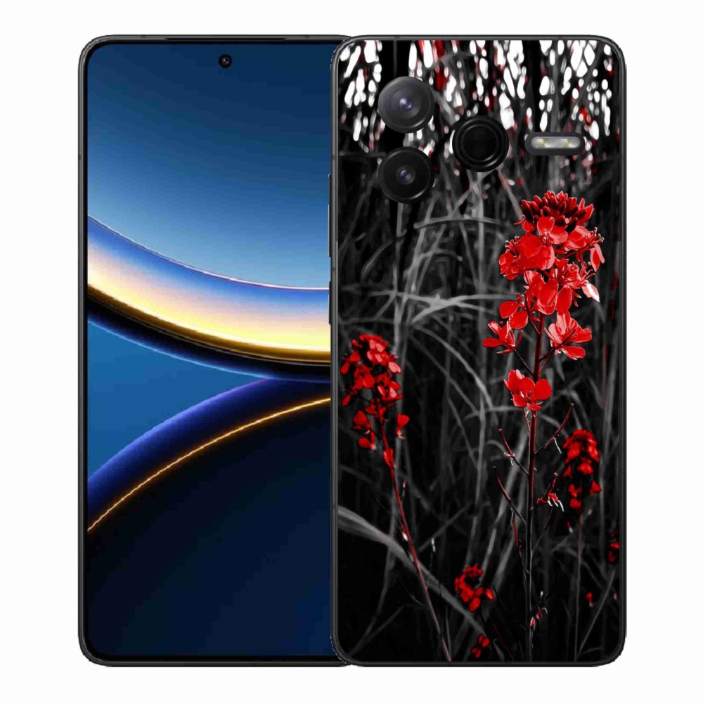Gelový kryt mmCase na Xiaomi Poco F7 Pro - červená rostlina
