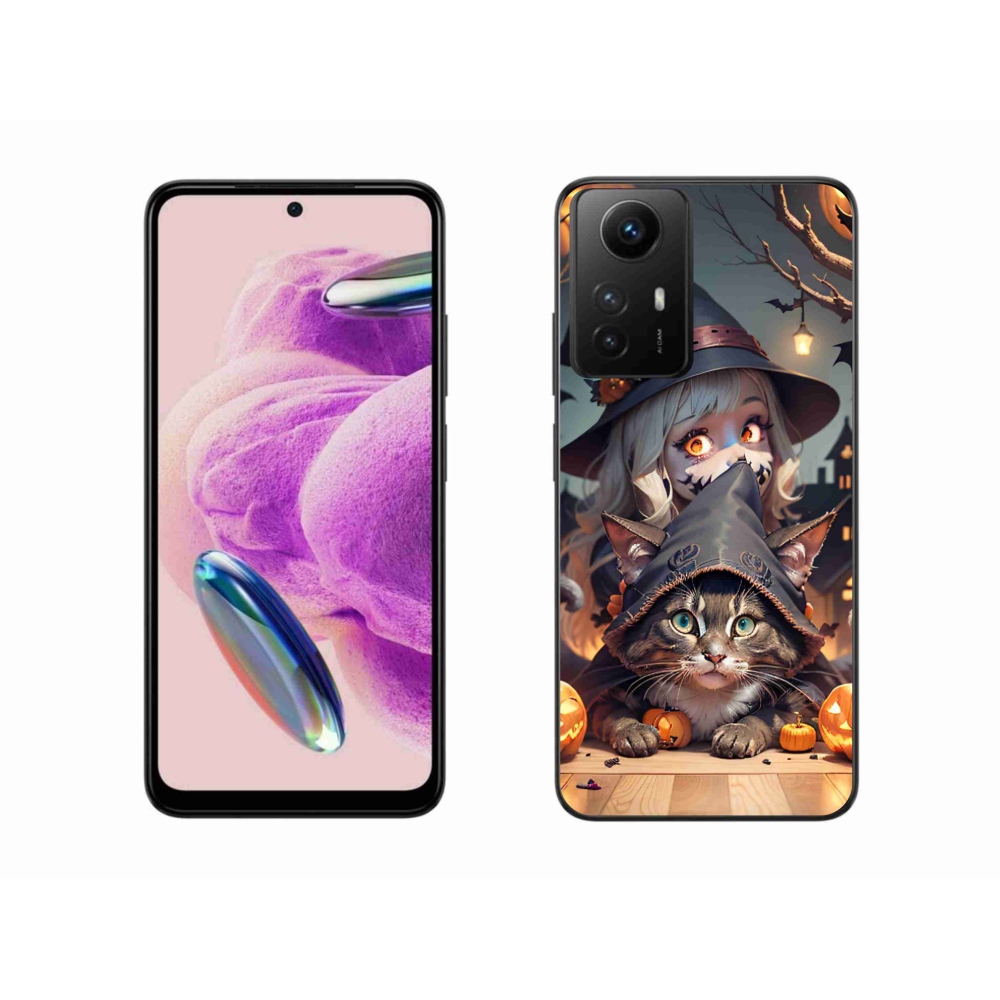 Gelový kryt mmCase na Xiaomi Redmi Note 12S - čarodějnice s kočkou
