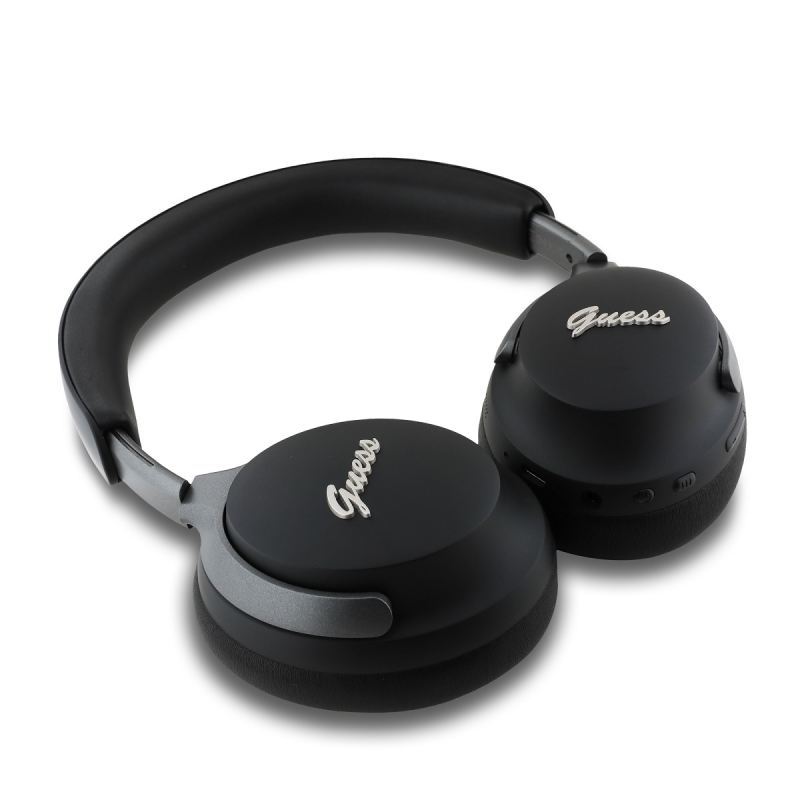 Guess PU Leather Script Logo ANC/ENC Bezdrátová Sluchátka Black
