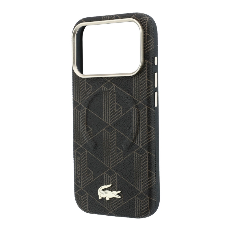 Lacoste PVC Semi Wrap Blend Embossed MagSafe Zadní Kryt pro iPhone 18 Pro Max Brown