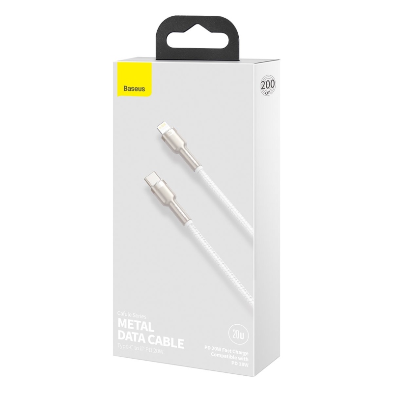 Baseus Cafule Metal Series Datový Kabel USB-C - Lighting 20W 2m White