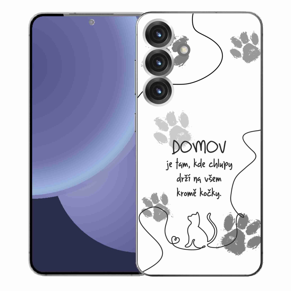 Gelový kryt mmCase na Samsung Galaxy S25+ - kočičí motiv bílé pozadí