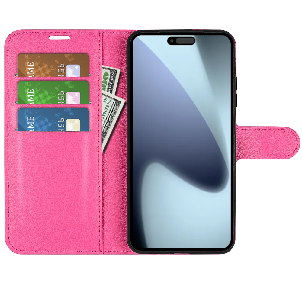 Litchi knížkové pouzdro na iPhone 17 - rose