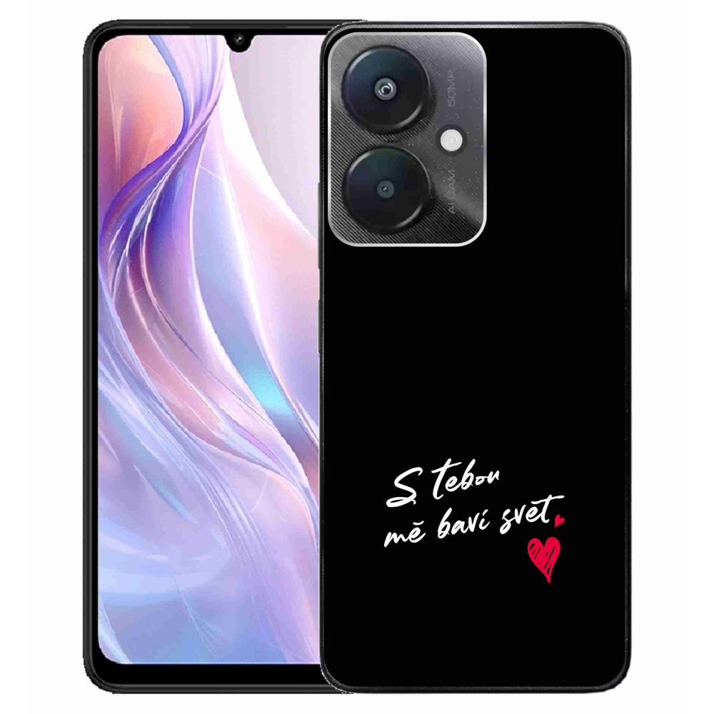 Gelový kryt mmCase na Xiaomi Redmi 13C 5G  - zamilovaný text 1 černé pozadí