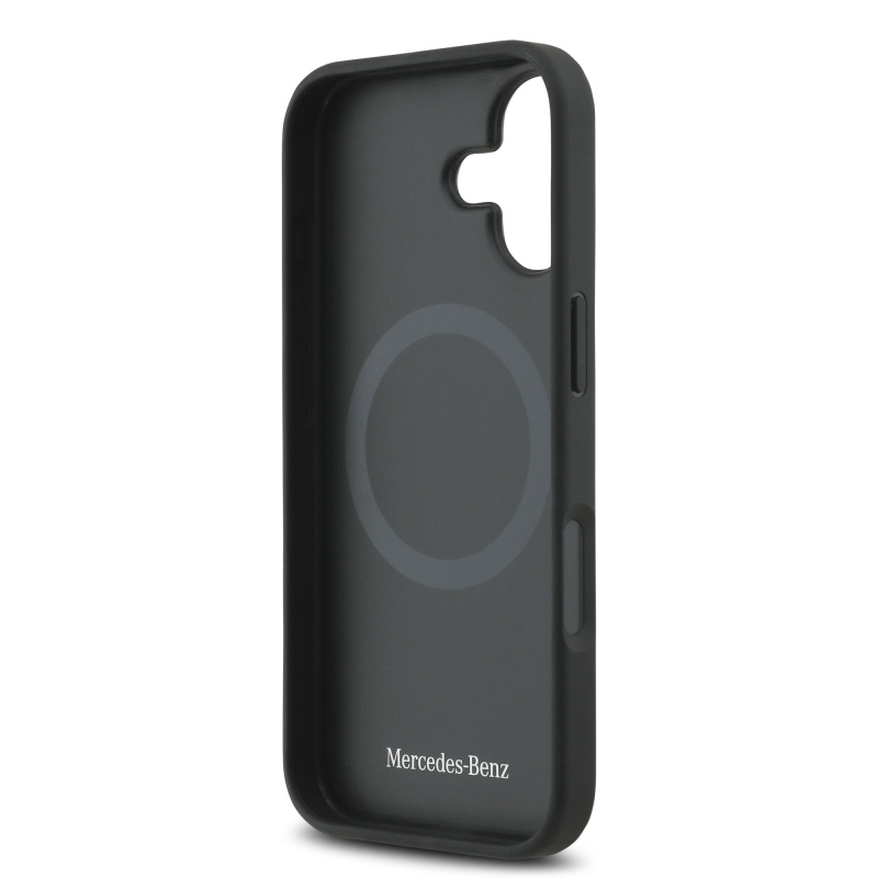 Mercedes Leather Star Pattern and Stripes MagSafe Zadní Kryt pro iPhone 17 Black/White