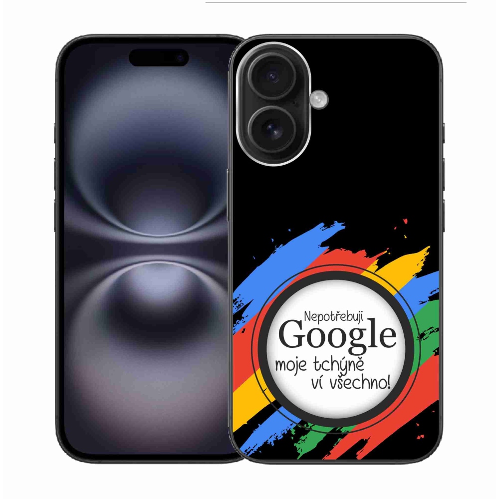 Gelový kryt mmCase na iPhone 16 - tchýně ví všechno černé pozadí