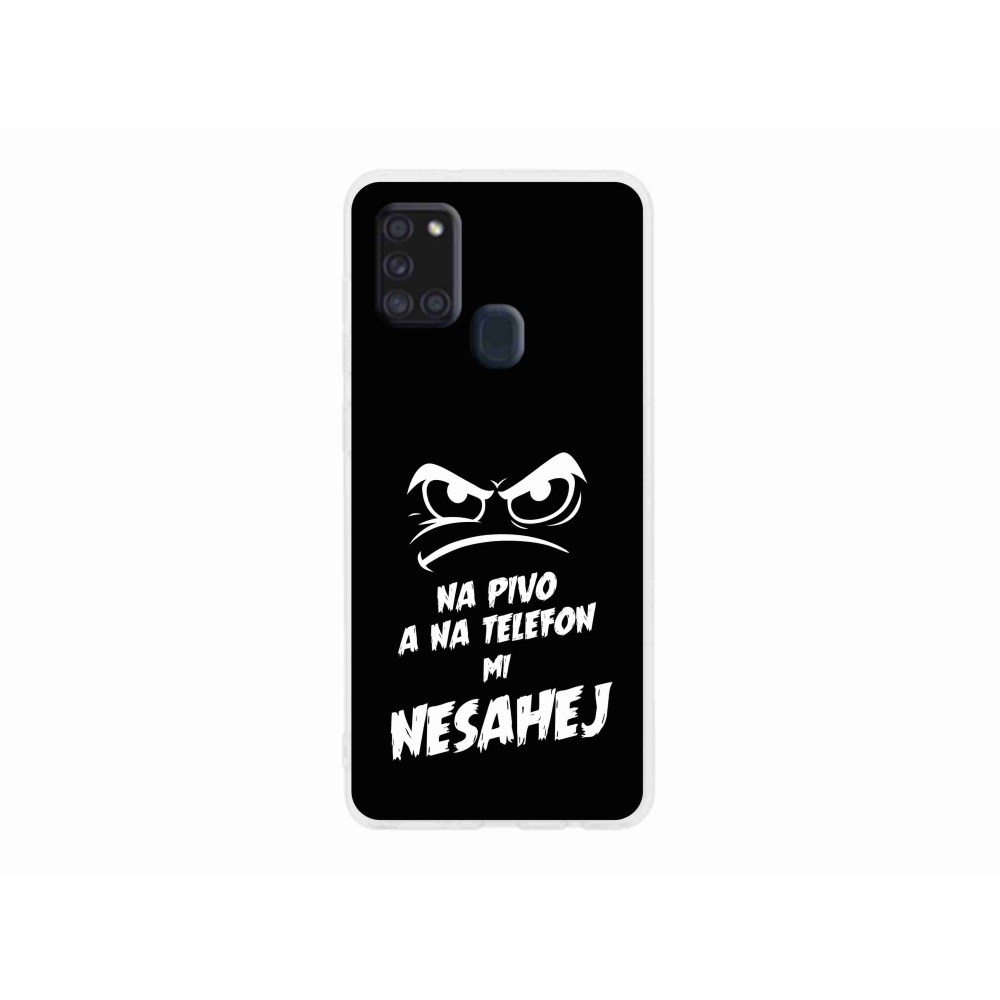 Gelový kryt mmCase na Samsung Galaxy A21s - pivní motiv 2 černé pozadí