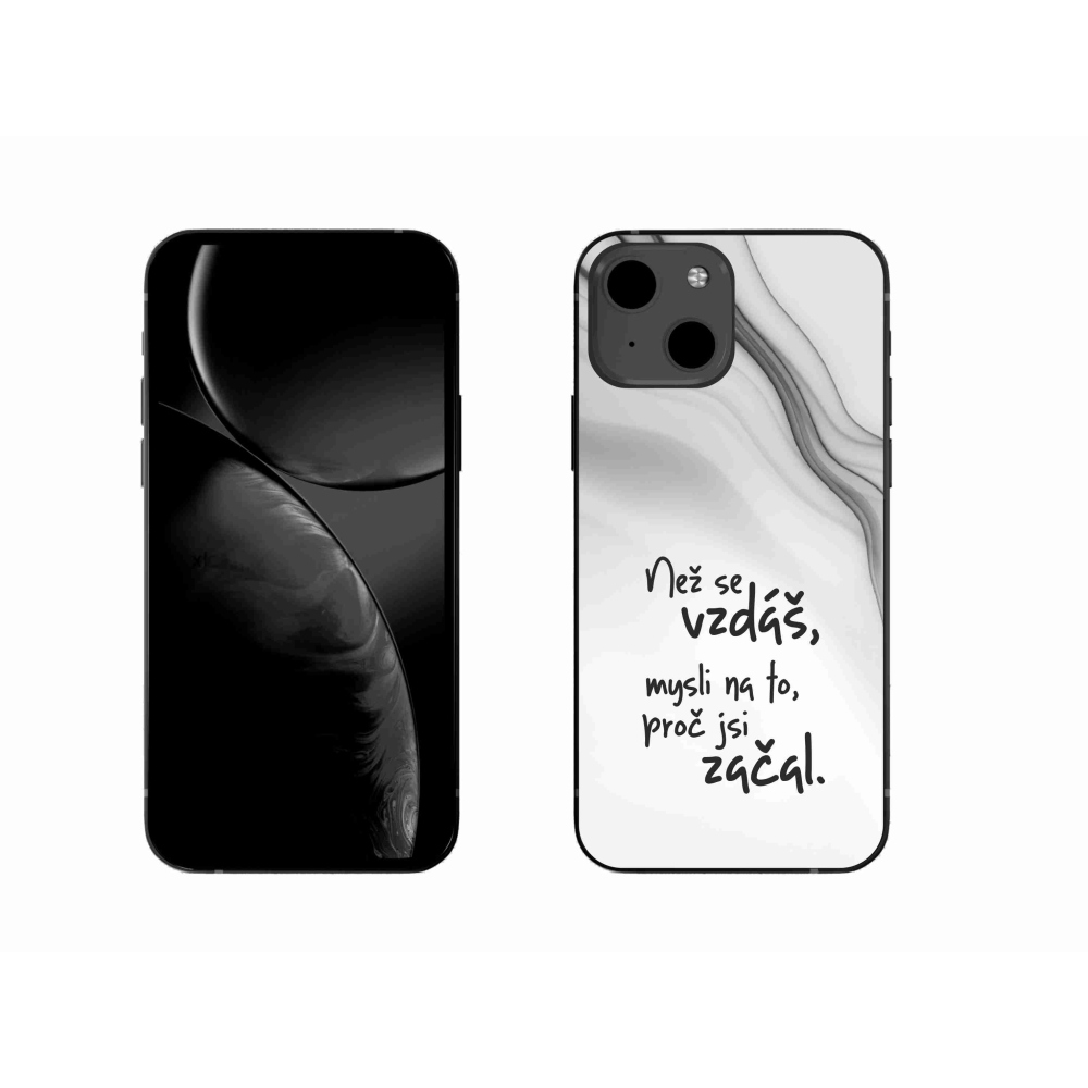 Gelový kryt mmCase na iPhone 13 6.1 - citát 2 bílé pozadí
