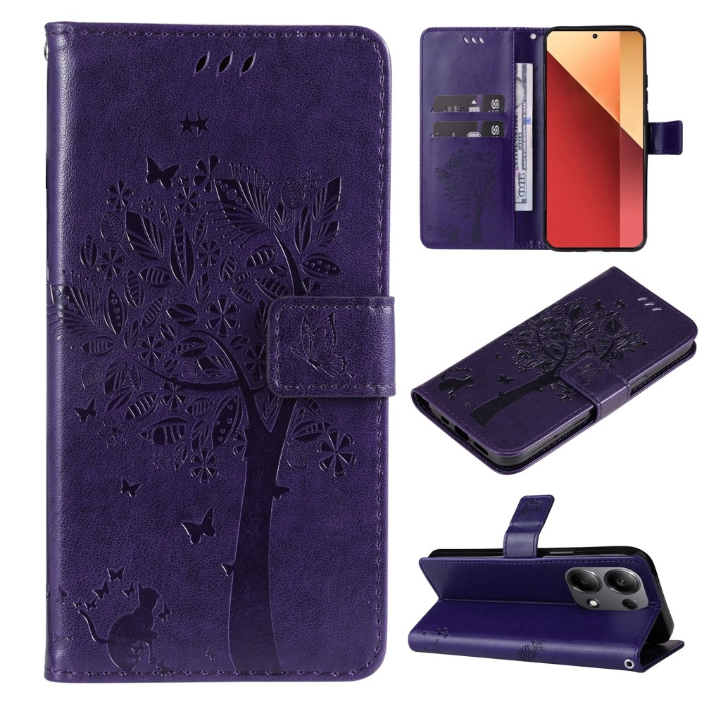 Trees knížkové pouzdro na Xiaomi Redmi Note 13 Pro 4G/Poco M6 Pro - tmavěfialové