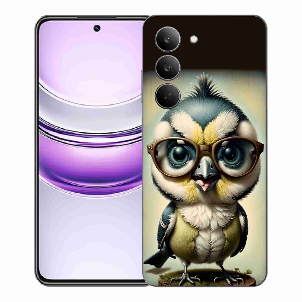 Gelový kryt mmCase na Realme 14x 5G - mládě s brýlemi