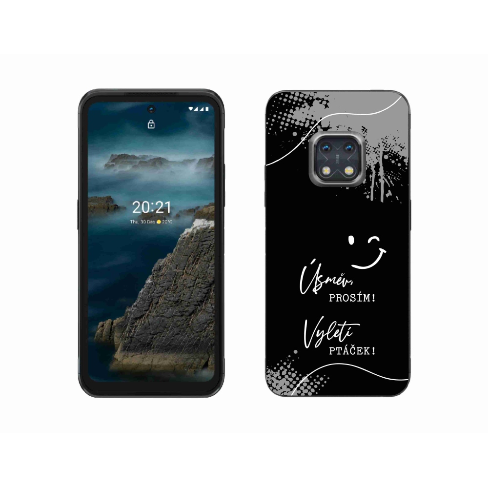 Gelový kryt mmCase na Nokia XR20 - vtipný text 4 černé pozadí