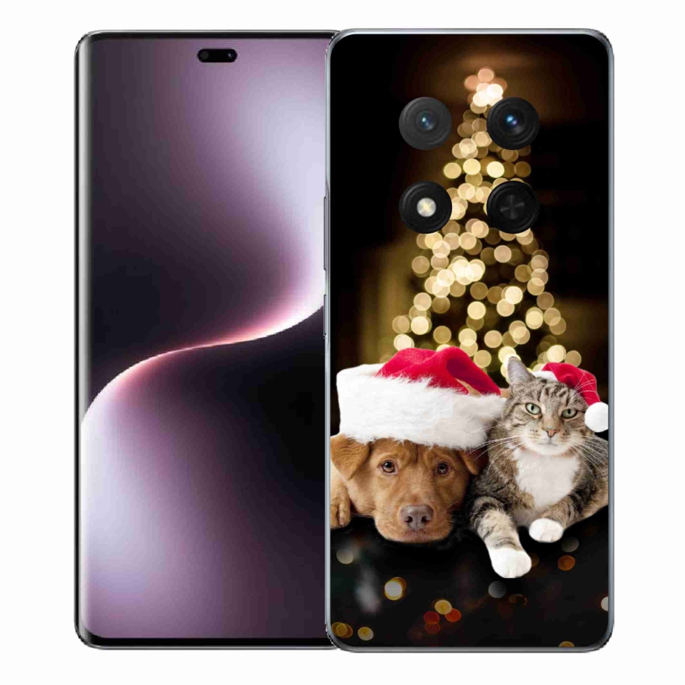 Gelový kryt mmCase na Honor Magic 7 Lite 5G - vánoční pes a kočka
