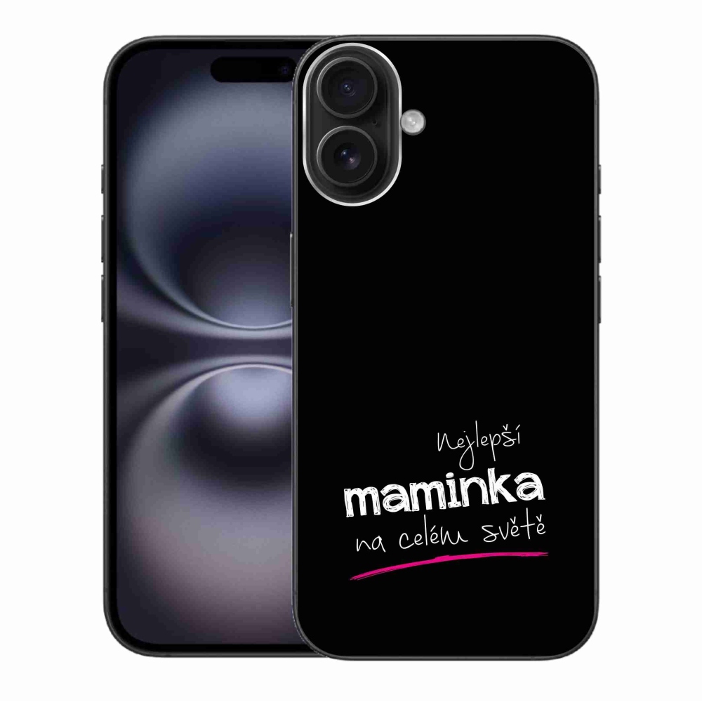Gelový kryt mmCase na iPhone 16 Plus - nejlepší maminka 4 černé pozadí