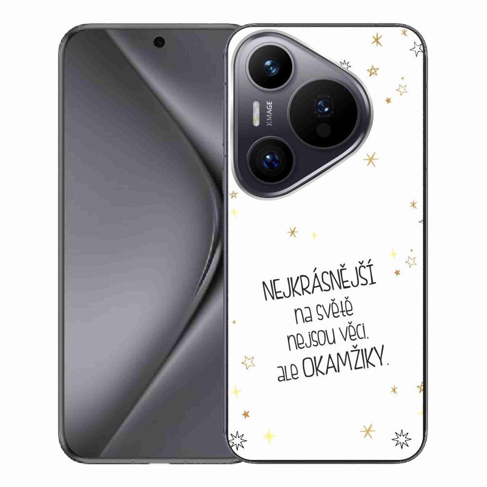 Gelový kryt mmCase na Huawei Pura 70 Pro - citát 4 bílé pozadí