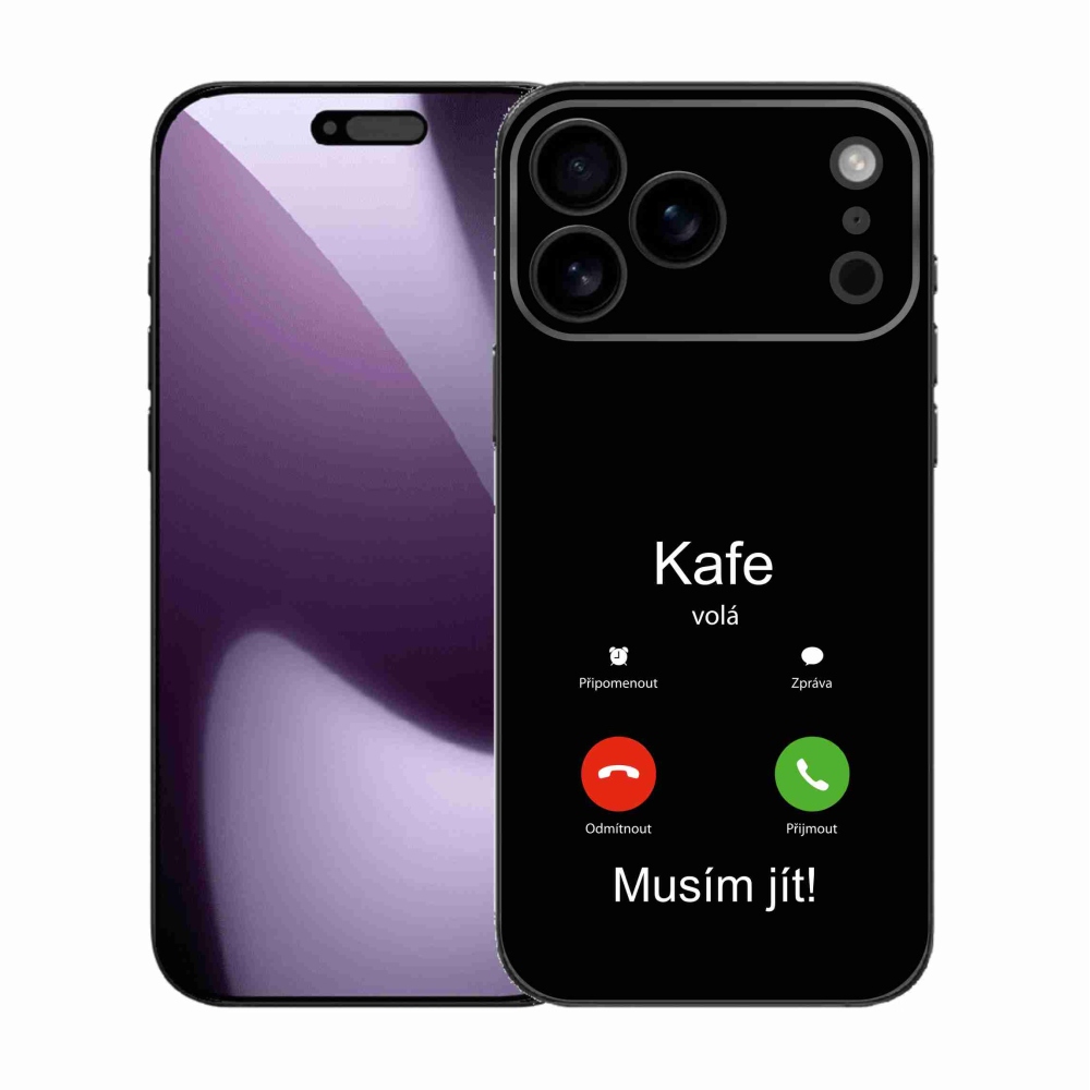 Gelový kryt mmCase na iPhone 17 Pro Max - kafe volá černé pozadí