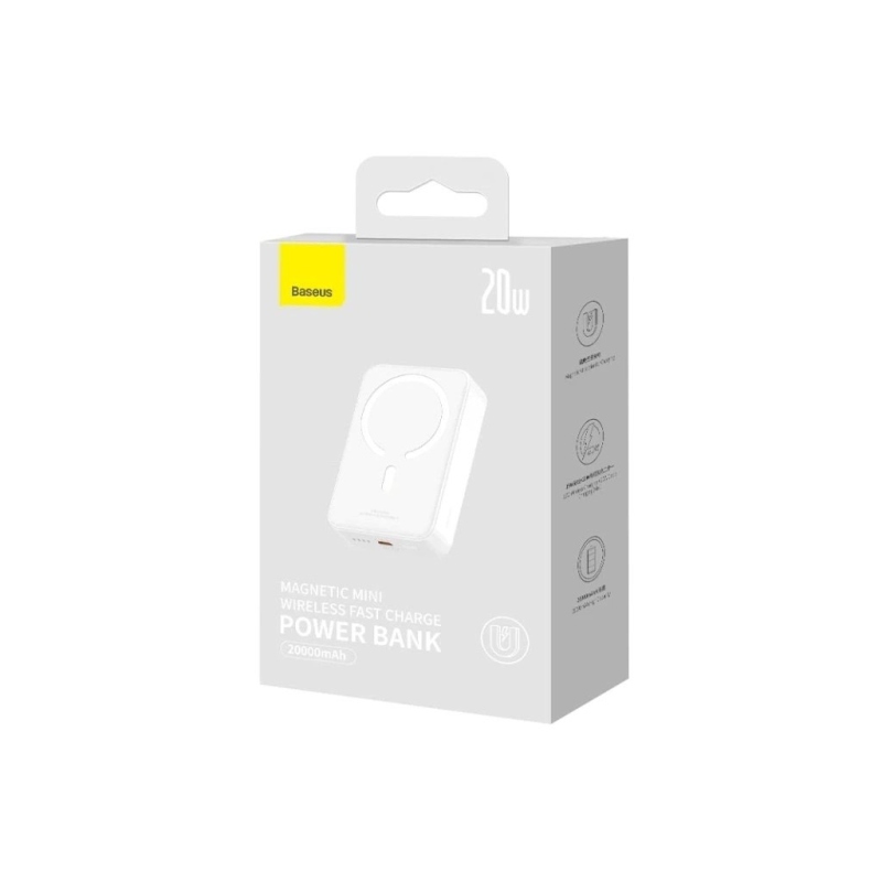 Baseus Magnetická Powerbanka 20000mAh 20W White