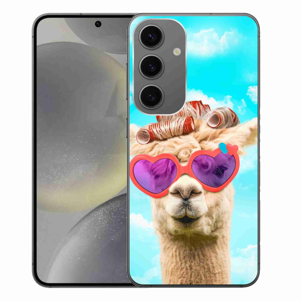 Gelový kryt mmCase na Samsung Galaxy S24+ - lama s brýlemi