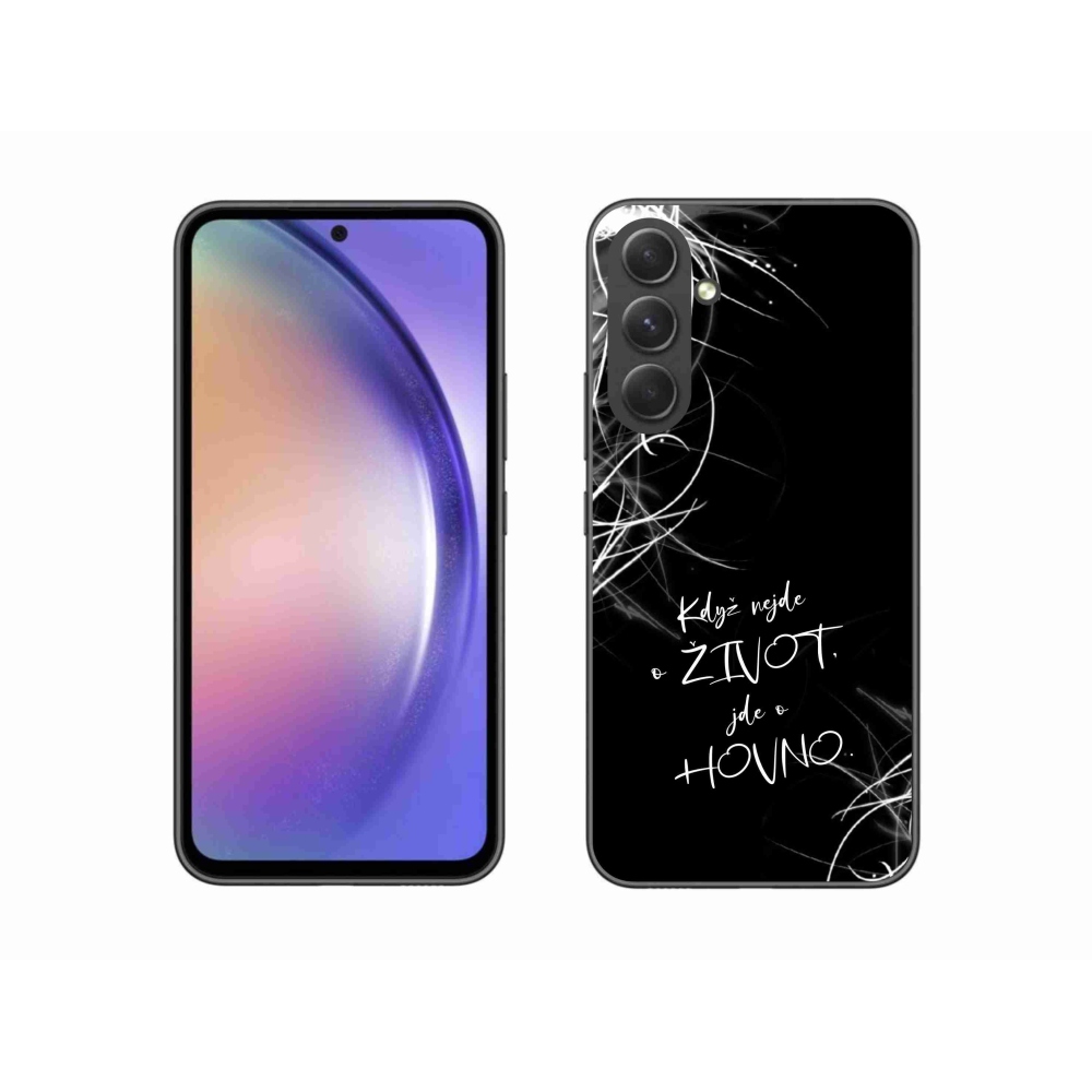 Gelový kryt mmCase na Samsung Galaxy A54 5G - vtipný text 16 černé pozadí