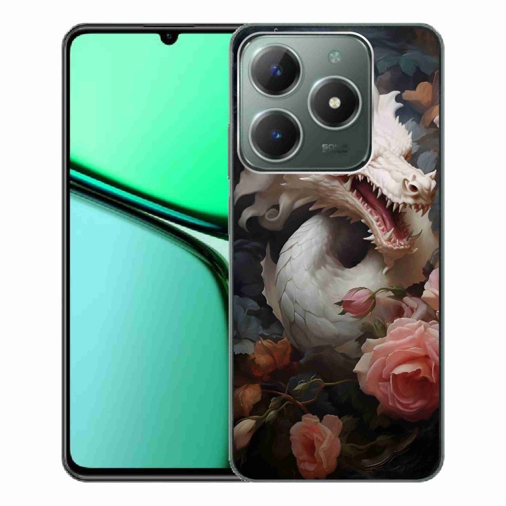 Gelový kryt mmCase na Realme C61 - bílý drak