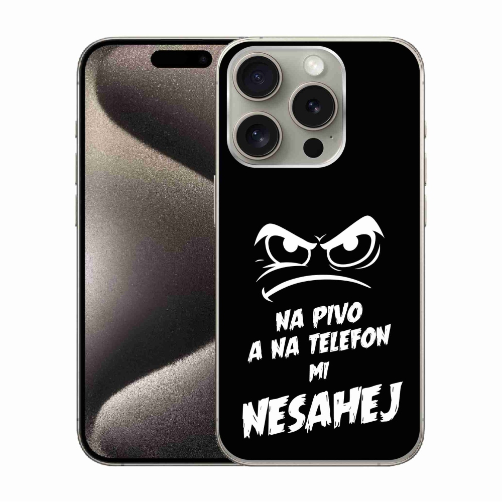 Gelový kryt mmCase na iPhone 15 Pro - pivní motiv 2 černé pozadí