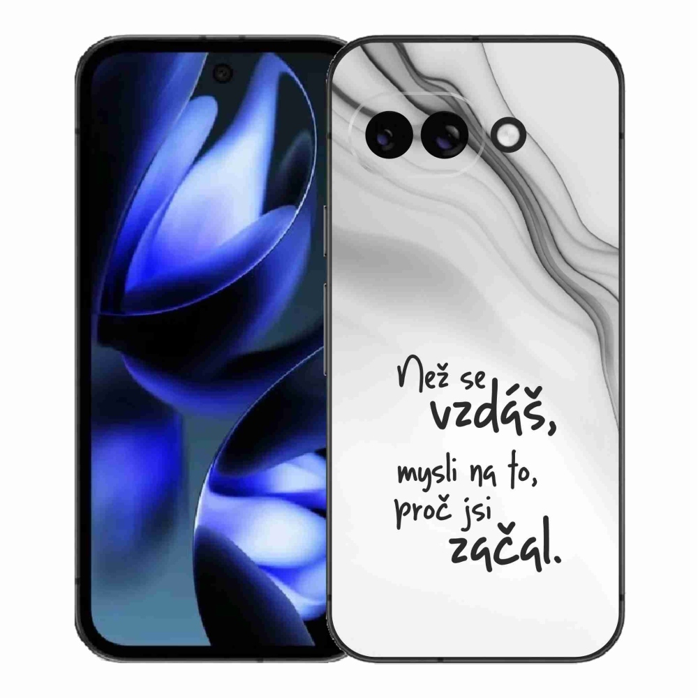 Gelový kryt mmCase na Google Pixel 9a - citát 2 bílé pozadí