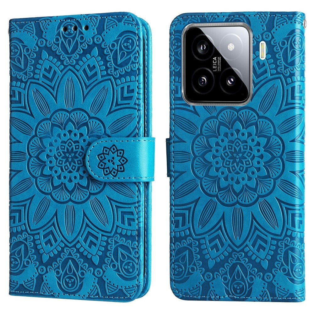 Sunflower knížkové pouzdro na Xiaomi 15 - modré