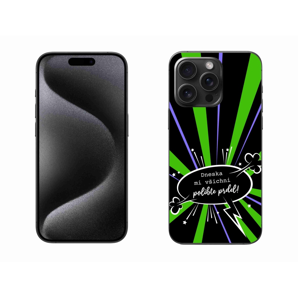 Gelový kryt mmCase na iPhone 15 Pro Max - vtipný text 15 černé pozadí