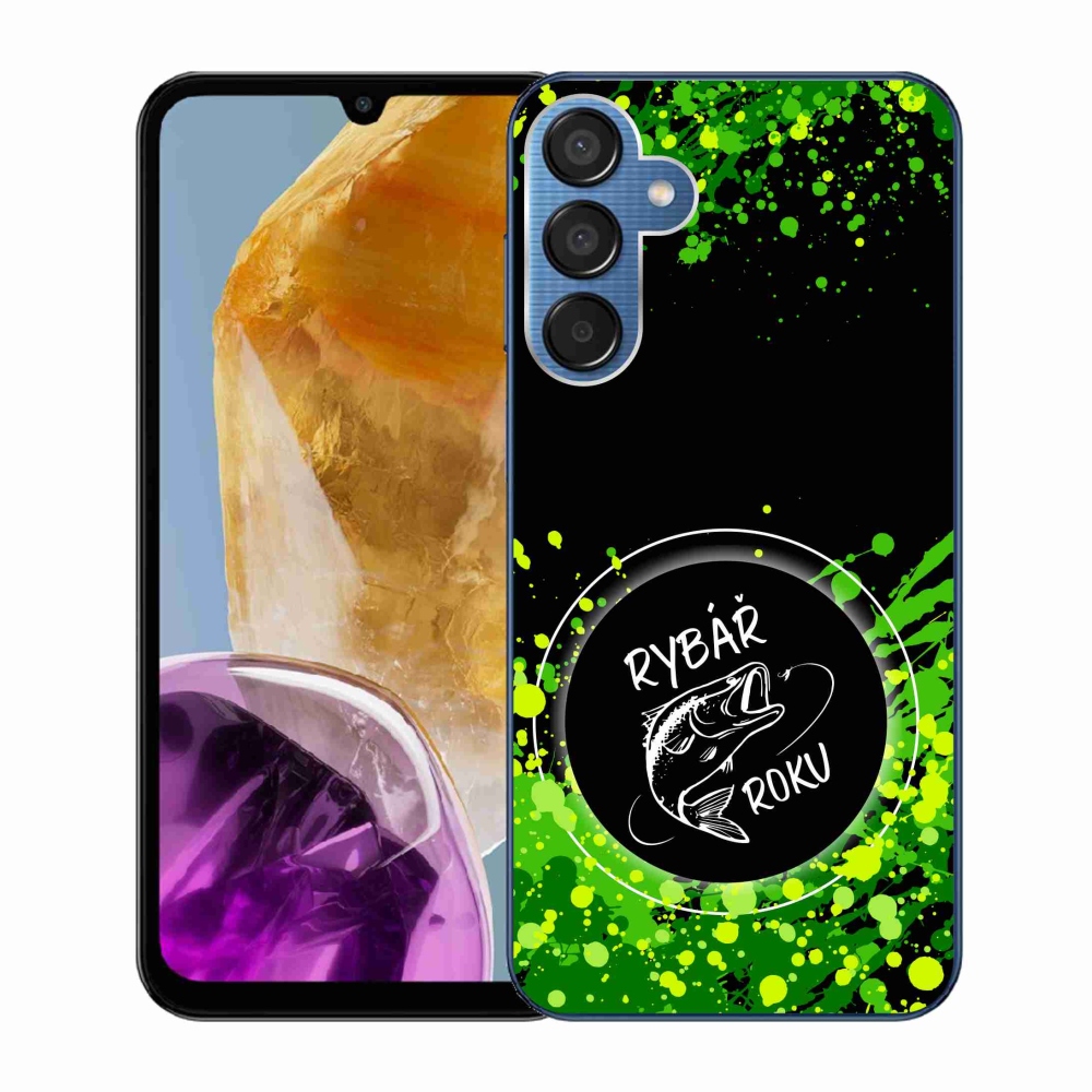 Gelový kryt mmCase na Samsung Galaxy M15 5G - rybář roku černé pozadí