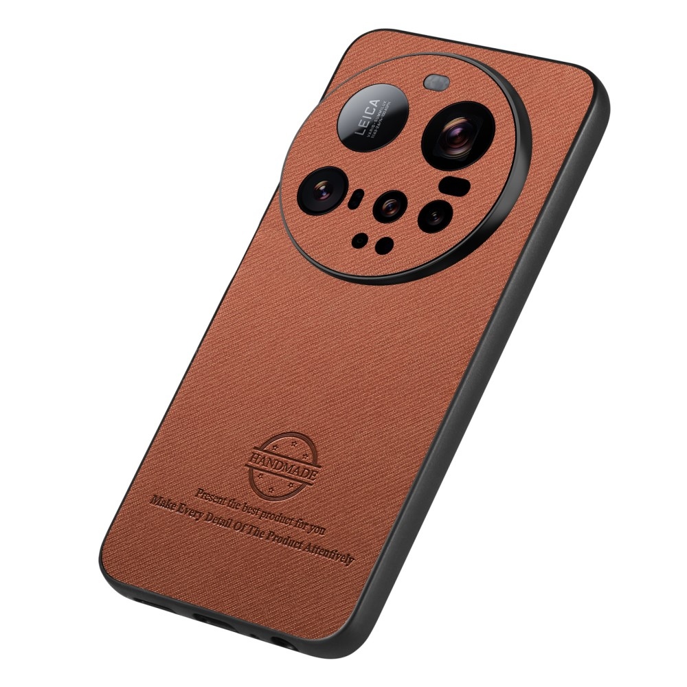 Crafted gelový obal s umělou kůží na Xiaomi 15 Ultra - hnědý