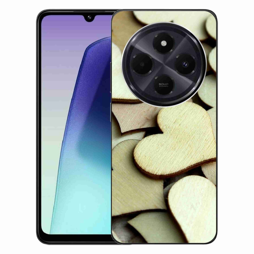 Gelový kryt mmCase na Xiaomi Redmi 14C/Poco C75 - dřevěná srdíčka
