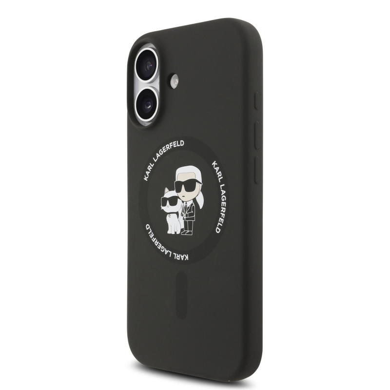 Karl Lagerfeld Liquid Silicone Karl and Choupette MagSafe Zadní Kryt pro iPhone 17 Black