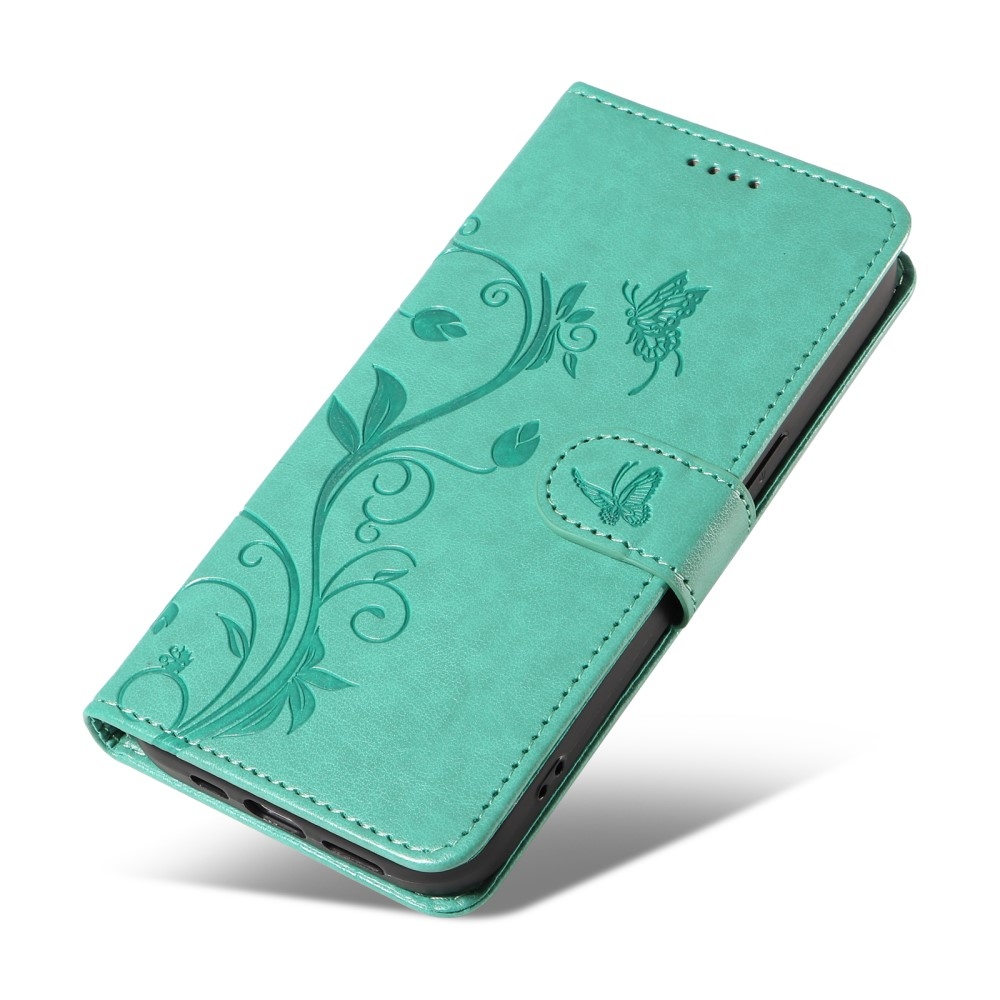 Flowers knížkové pouzdro na Xiaomi Redmi A3 - modrozelené