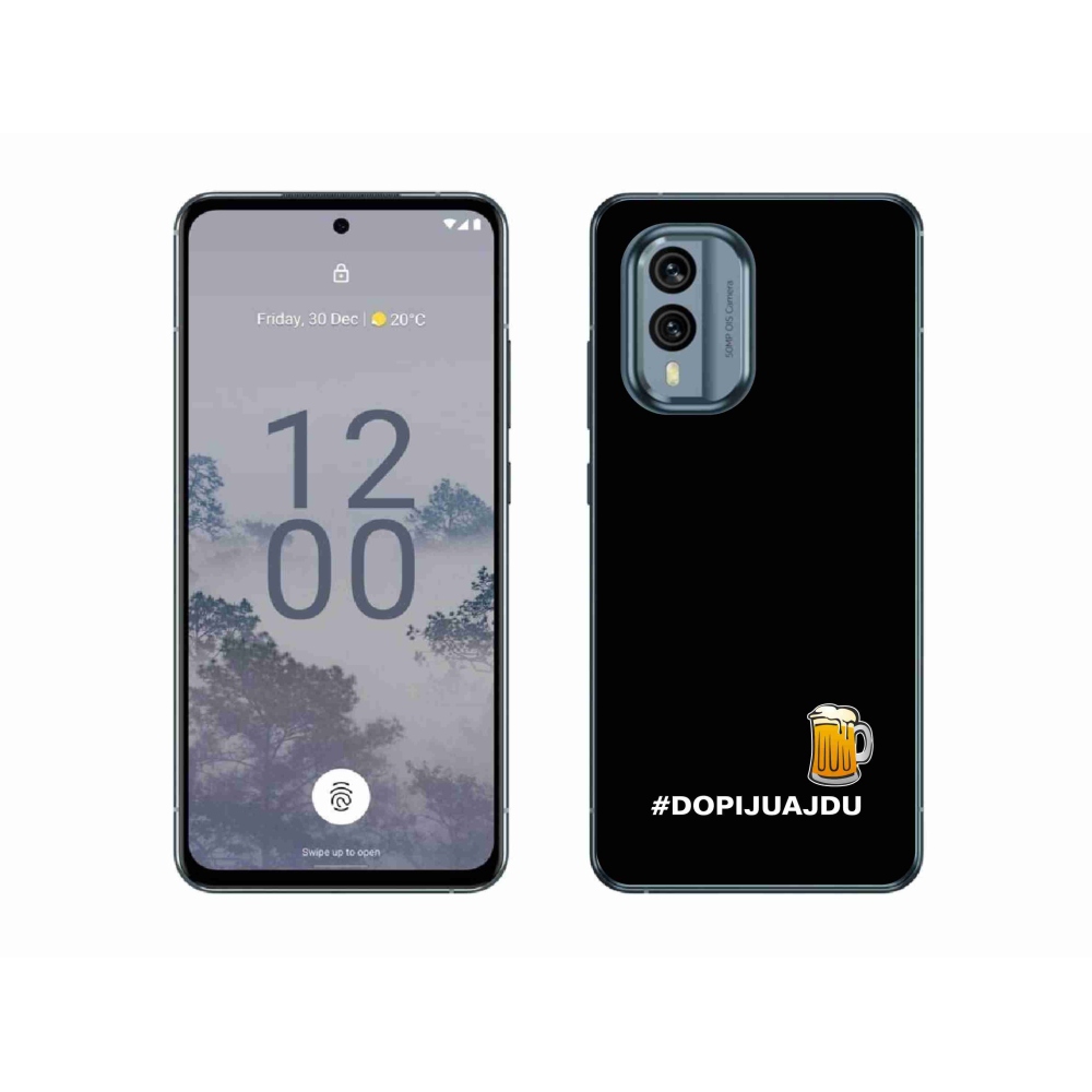 Gelový kryt mmCase na Nokia X30 5G - pivní motiv 1 černé pozadí