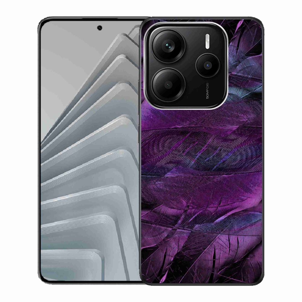 Gelový kryt mmCase na Xiaomi Redmi Note 14 5G - fialová pírka