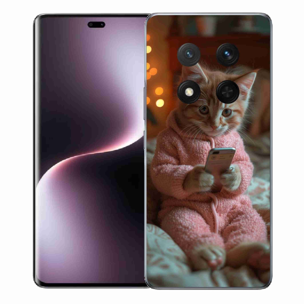 Gelový kryt mmCase na Honor Magic 7 Lite 5G - kotě s mobilem