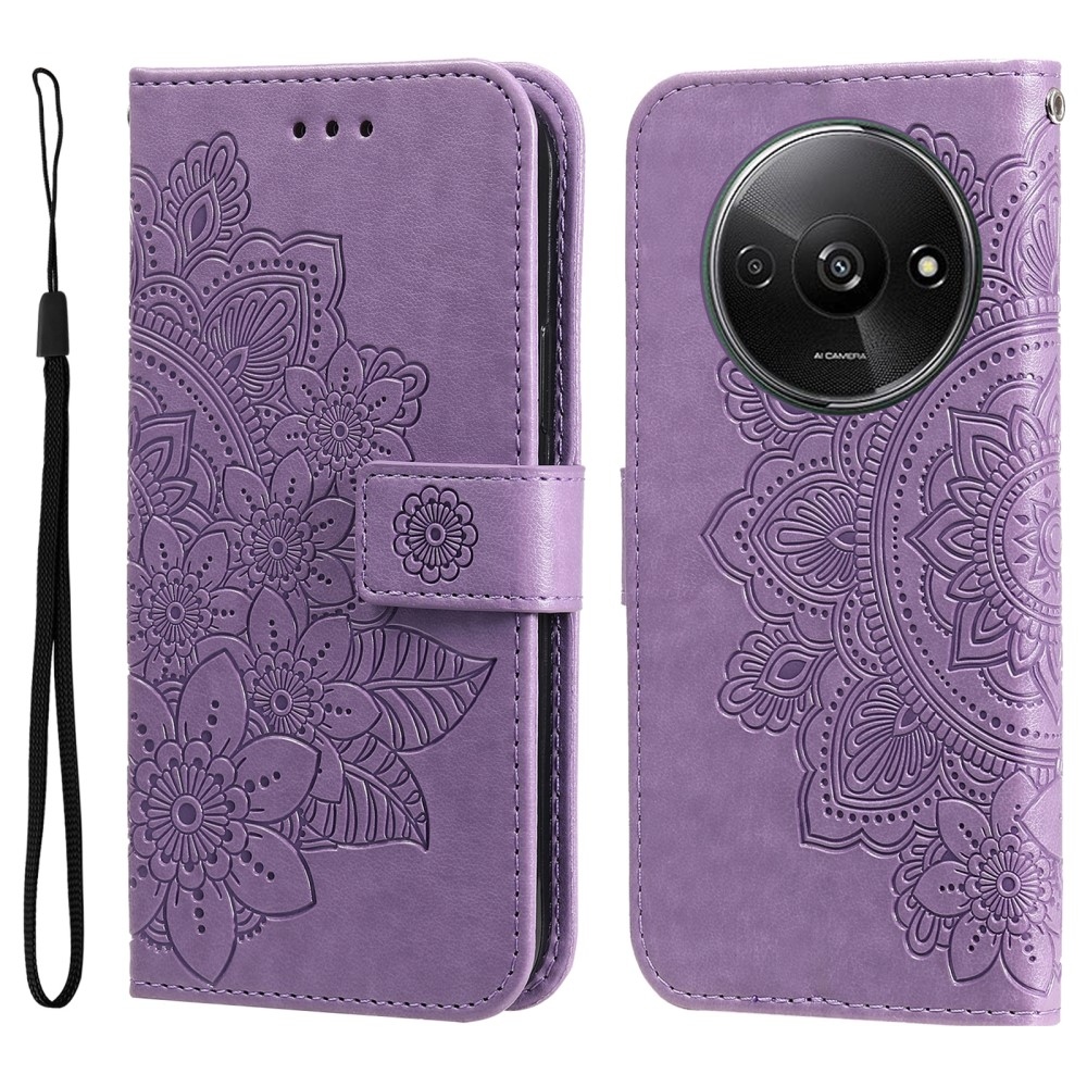 Mandala knížkové pouzdro na Xiaomi Redmi A3 - fialové