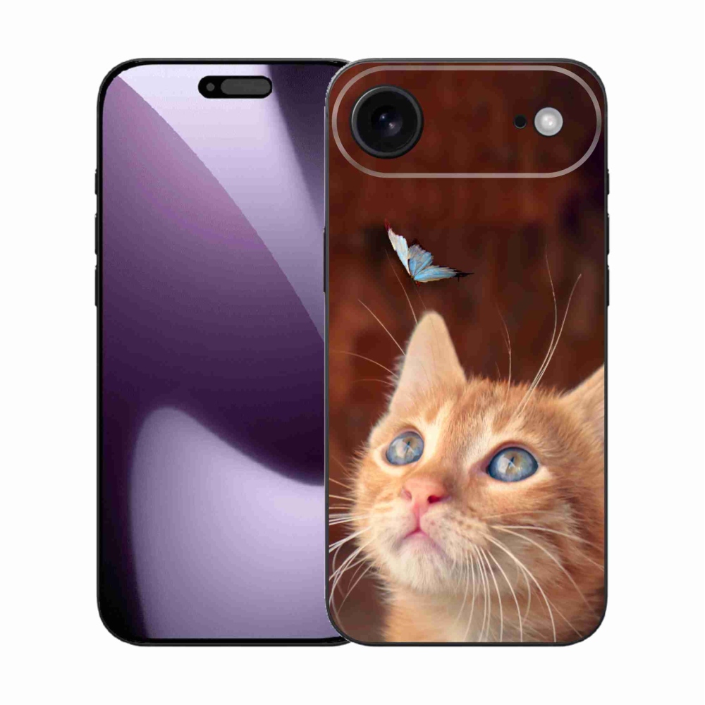 Gelový kryt mmCase na iPhone 17 Air - motýl a kotě