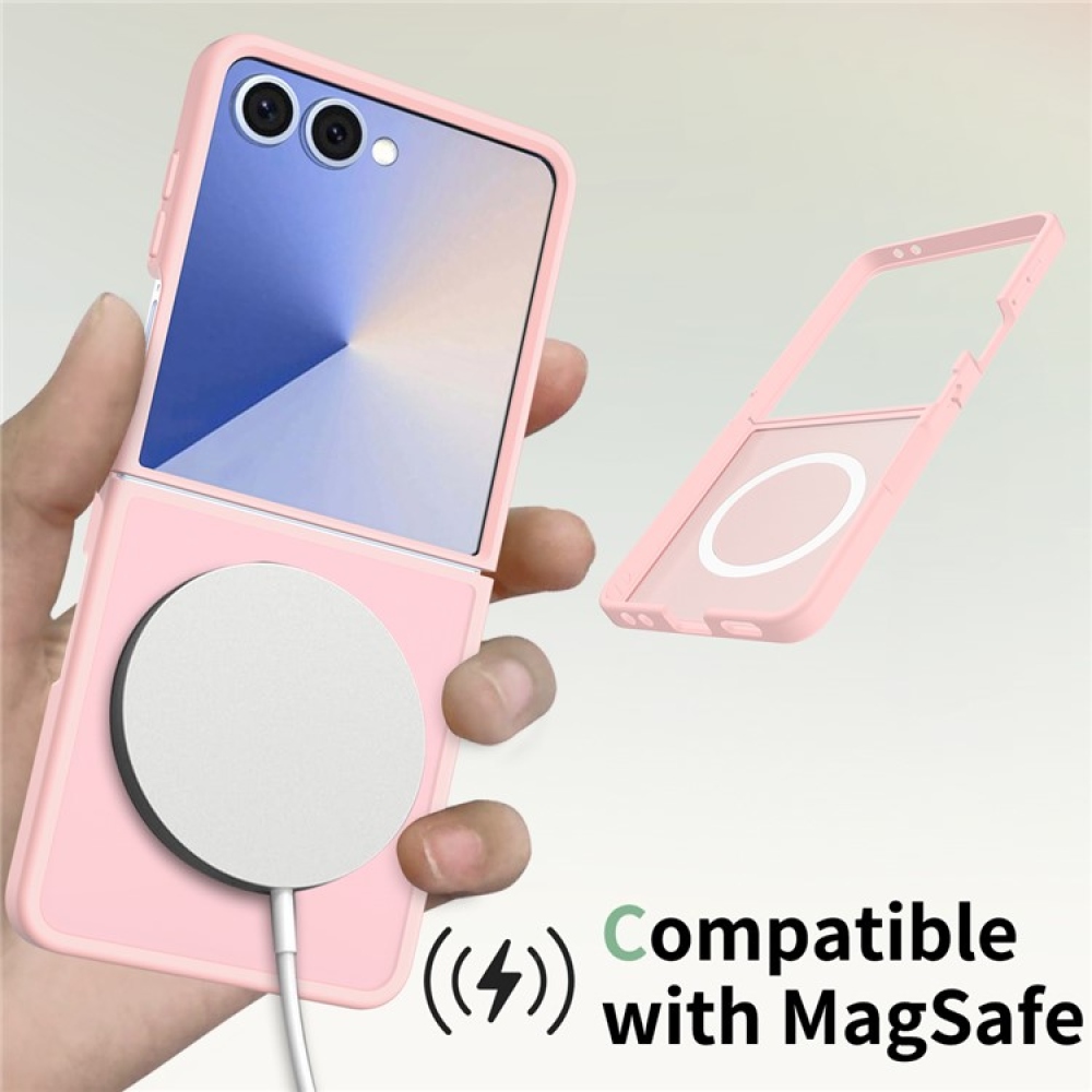 Skin gelový obal s pevnými zády a podporou MagSafe na Samsung Galaxy Z Flip7 5G - růžový