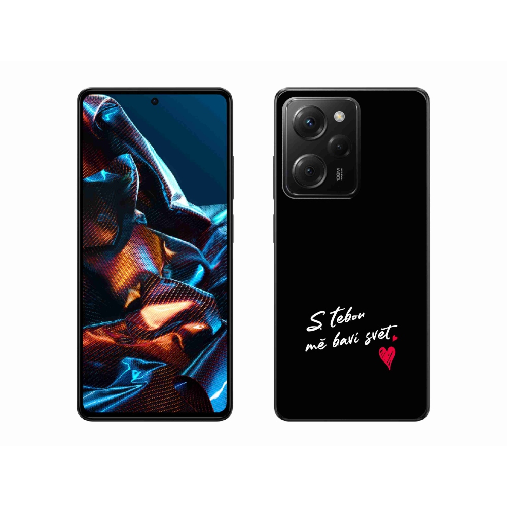 Gelový kryt mmCase na Xiaomi Poco X5 Pro 5G - zamilovaný text 1 černé pozadí