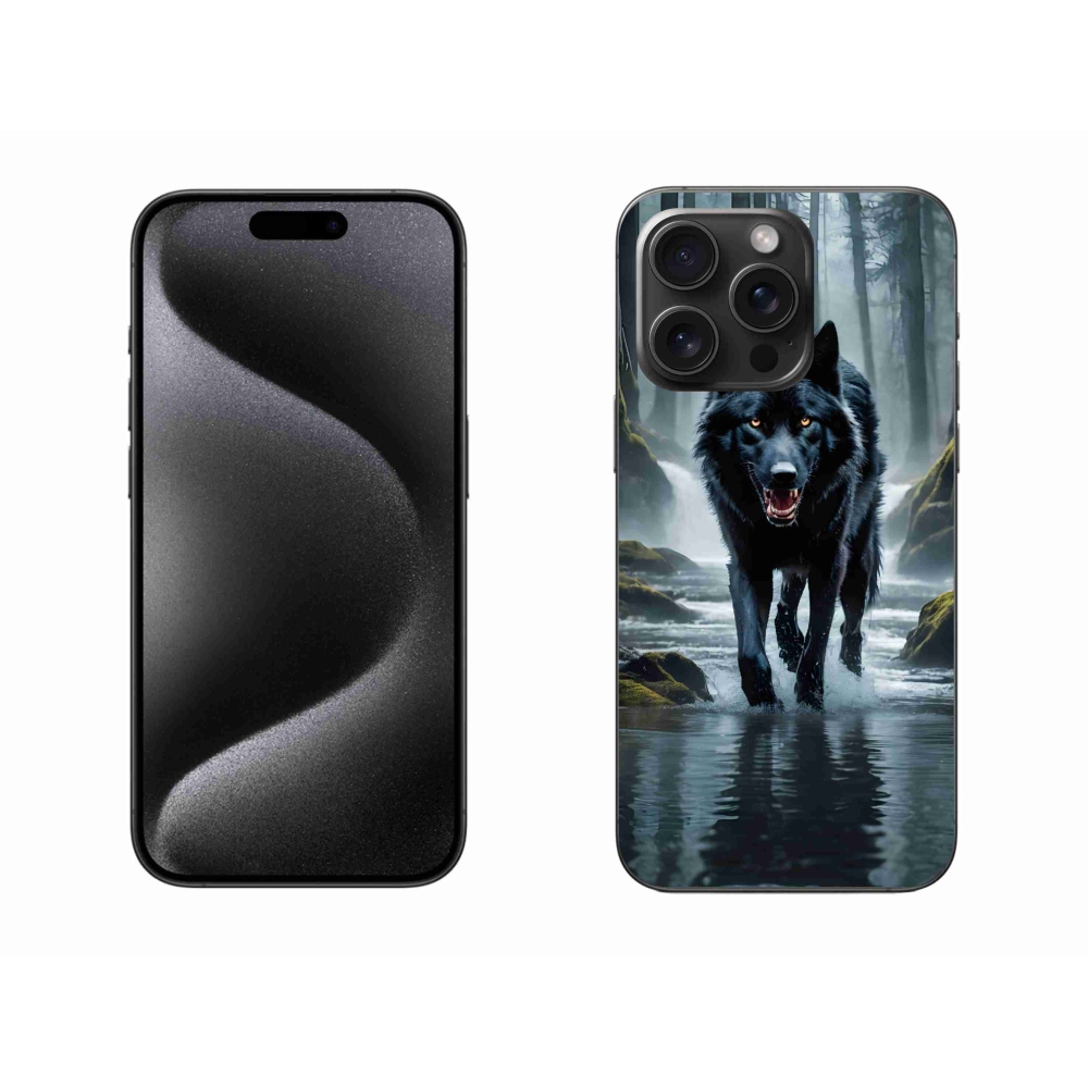 Gelový kryt mmCase na iPhone 15 Pro Max - černý vlk