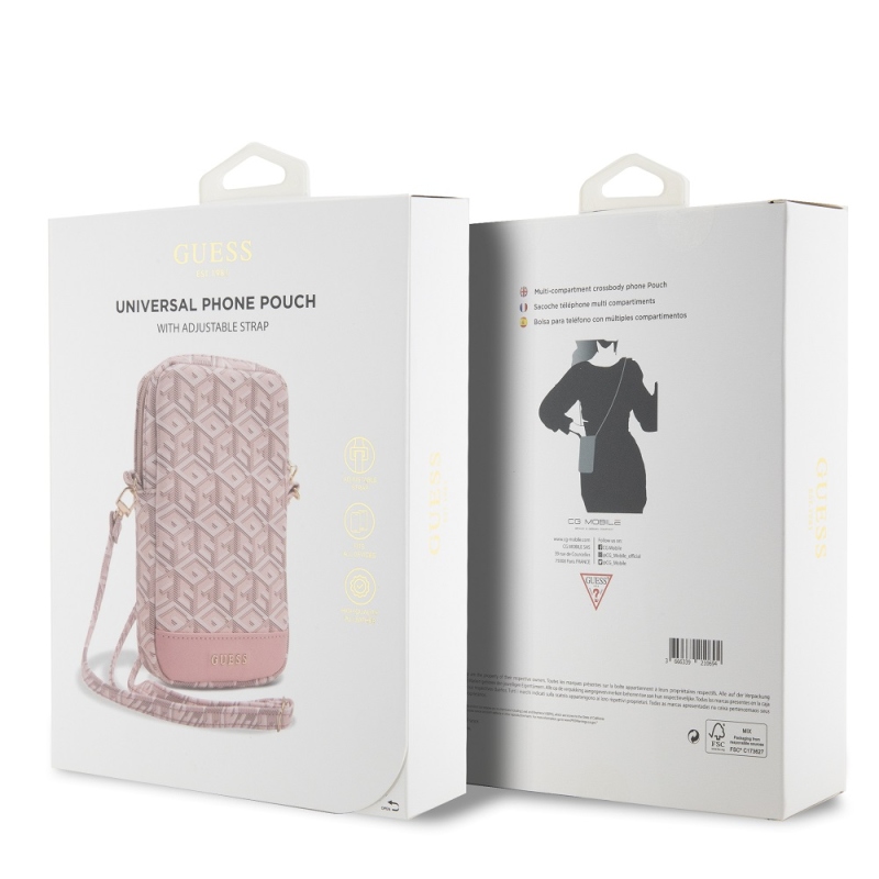 Guess PU G Cube Taška na Telefon se Zipem Pink