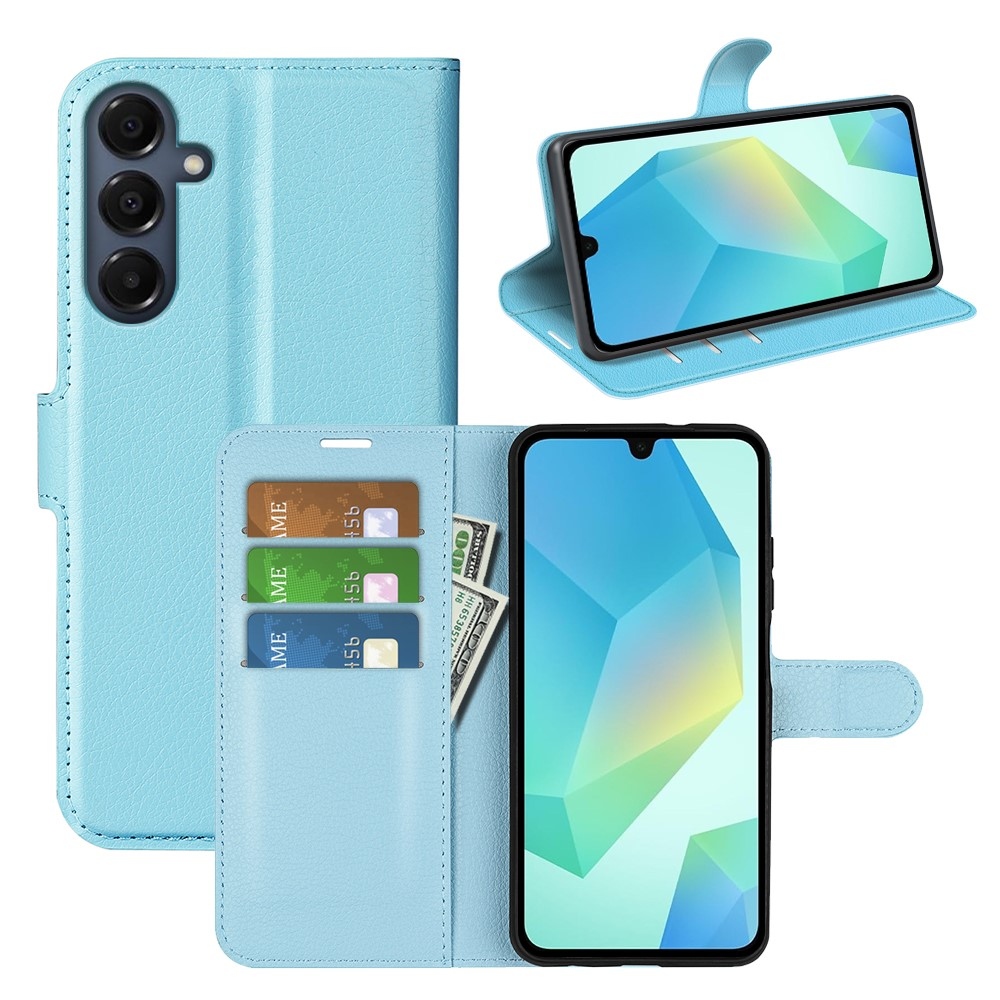 Litchi knížkové pouzdro na Samsung Galaxy A17 5G - modré