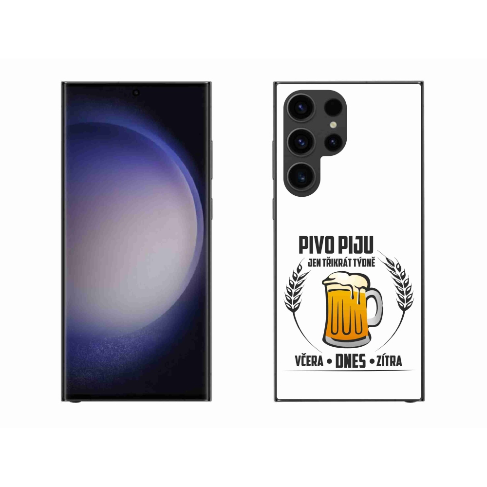 Gelový kryt mmCase na Samsung Galaxy S23 Ultra 5G - pivní motiv bílé pozadí