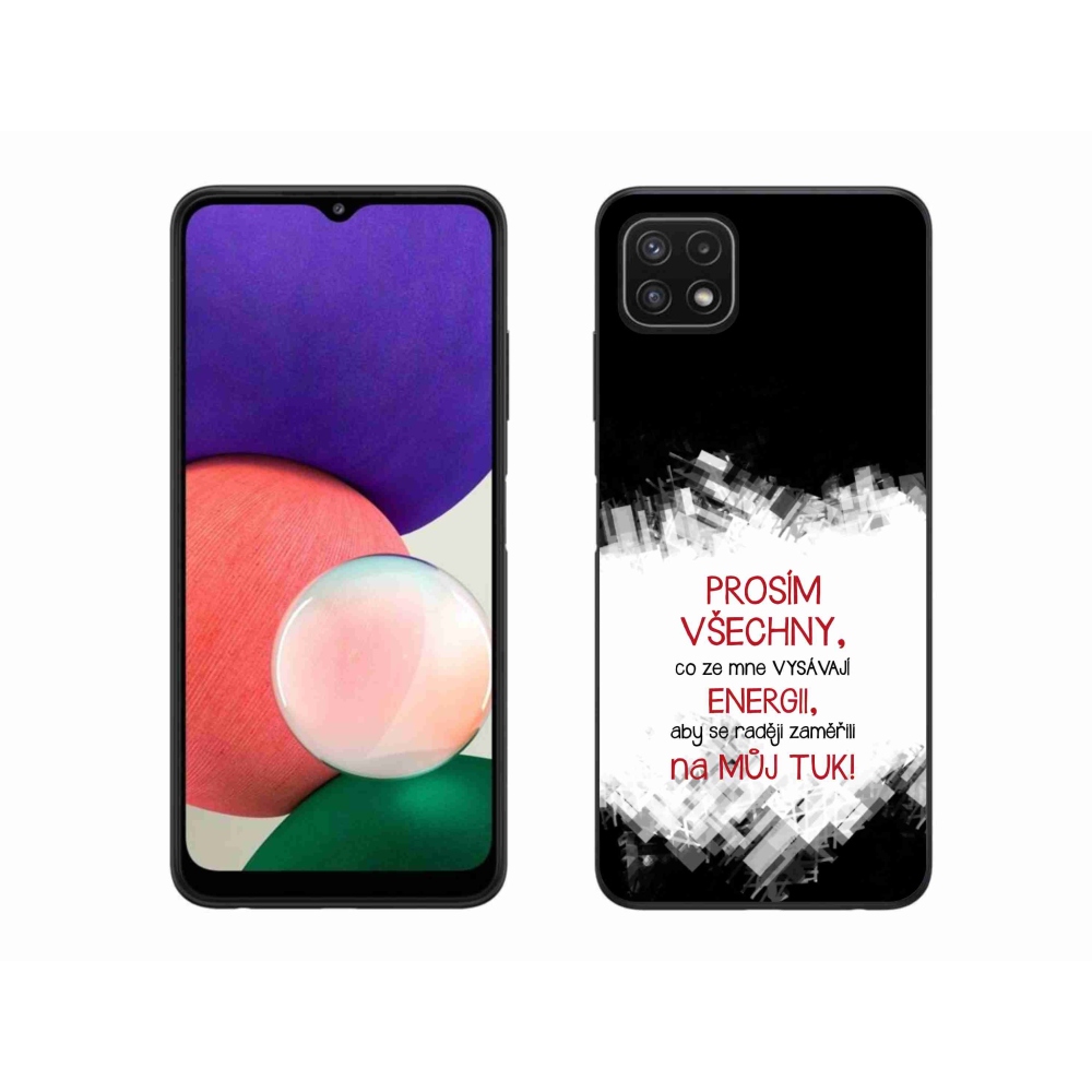 Gelový kryt mmCase na Samsung Galaxy A22 5G - vtipný text 1 červený