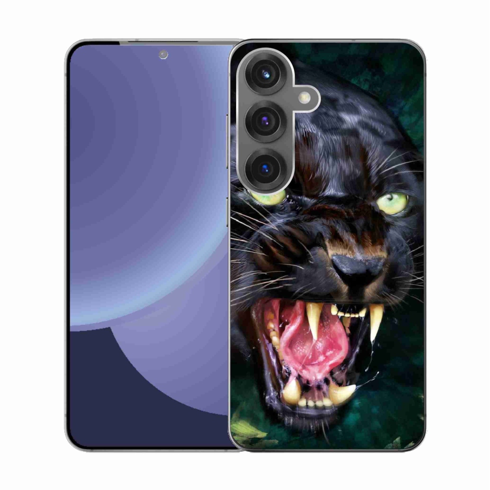 Gelový kryt mmCase na Samsung Galaxy S25 - rozzuřený černý panter