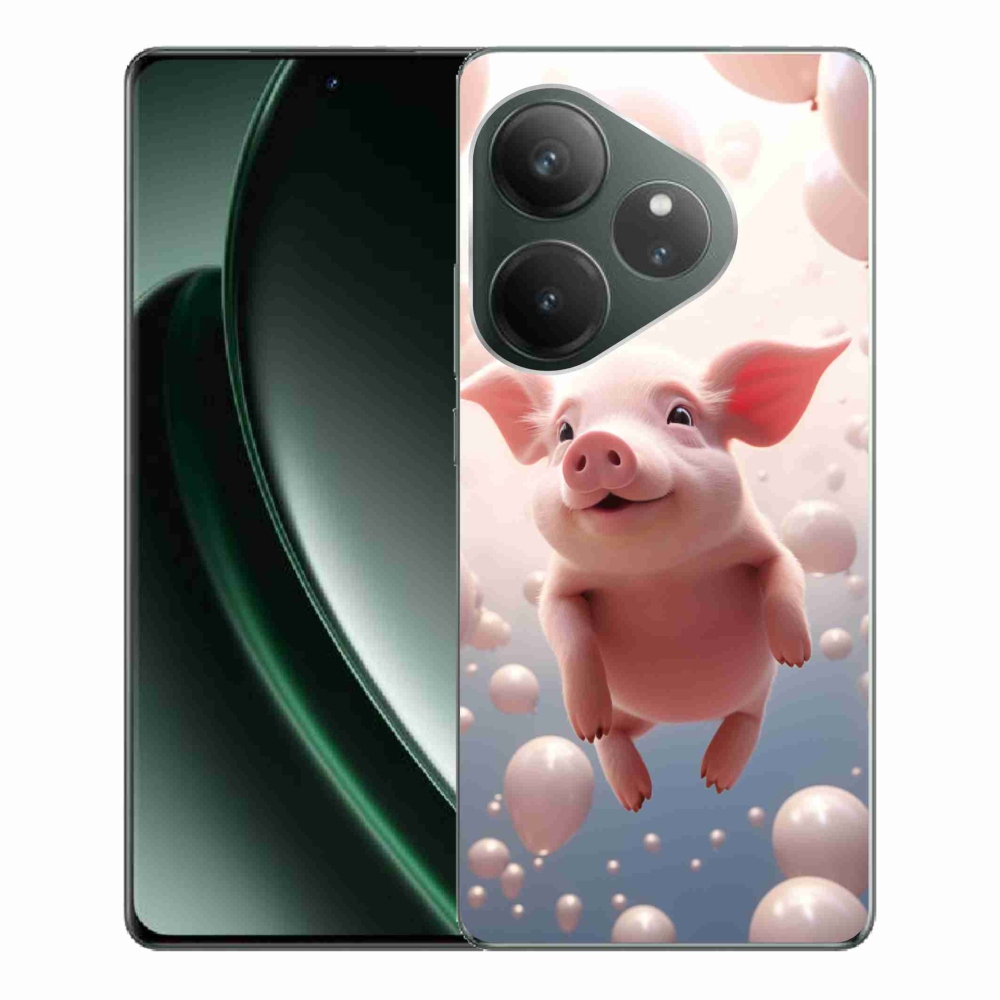 Gelový kryt mmCase na Realme GT 6 5G/GT 6T 5G - prasátko s balónky